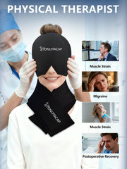Onlyfacap Neck Ice Pack Wrap, side view, adjustable fit and neck support.