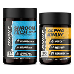 Onnit Alpha Brain capsules bottle front for memory and focus potential.