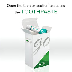 Opalescence GO 15 Mint box open, travel-friendly whitening kit ready.