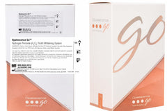 Opalescence Go contents box shows 20 trays for 10 treatments.
