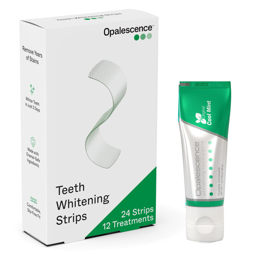 Opalescence Go strip close-up, sleek design for fast whitening at home.