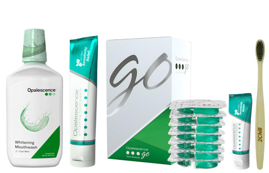 Opalescence Go whitening trays in use for at-home whitening without LEDs