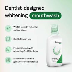 Opalescence mouthwash poured into glass for refreshing rinse.