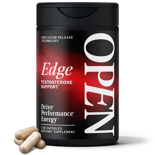 OPEN Essentials Advanced Natural Testosterone Booster bottle supports daily drive and energy.