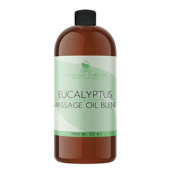 OPO Eucalyptus massage oil bottle shown for relaxing body massage and skin care