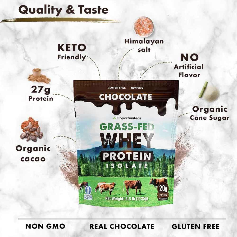 Opportuniteas organic cacao vanilla whey mix enhances smoothies with real flavor