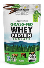 Opportuniteas vanilla whey isolate in a glass shake, smooth texture and aroma