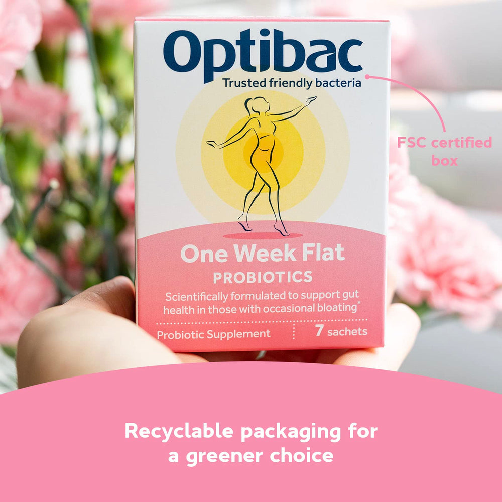 Optibac One Week Flat kitchen-scene with sachets ready for use.