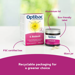 OptiBac Saccharomyces boulardii travel-pack ready for on-the-go routines.