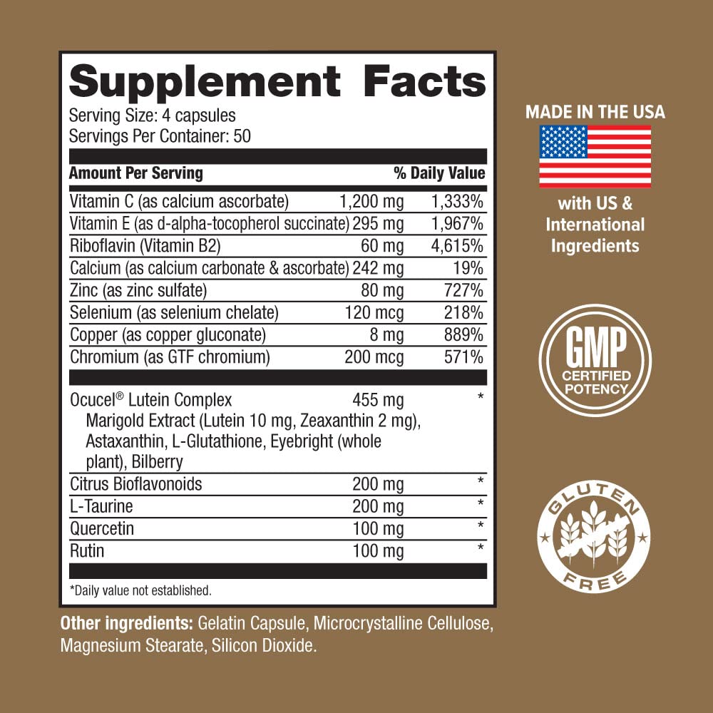 Optim 3 bottle with capsules shown for convenient daily eye health support