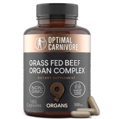 Optimal Carnivore beef organ supplement packaging showing clean, hormone-free nutrition