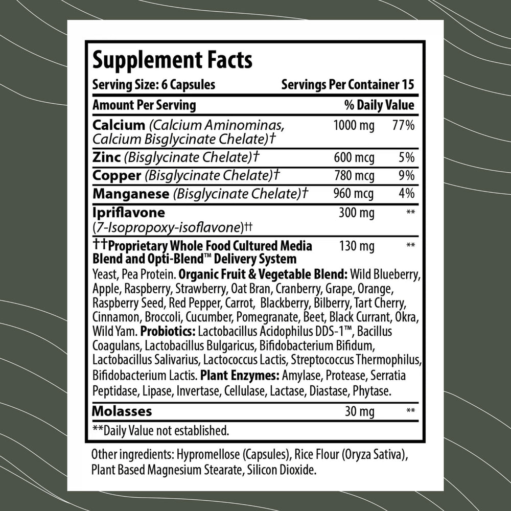 BonePlus capsules closeup emphasizing highly absorbable calcium in a daily supplement