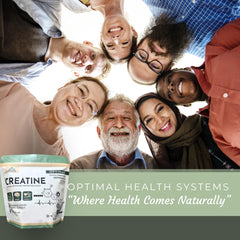 Optimal Health Systems Creatine dissolving in water for quick hydration support.