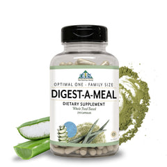 Optimal Health Systems Digest-A-Meal bottle front for daily digestive support.