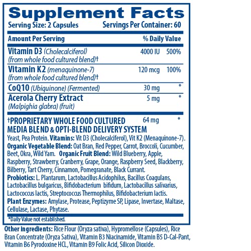 Optimal Health Systems Longevi-Dk2 capsules closeup highlights daily wellness support.