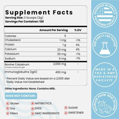 Optimal Prime colostrum powder dispensing shows measured servings for consistency