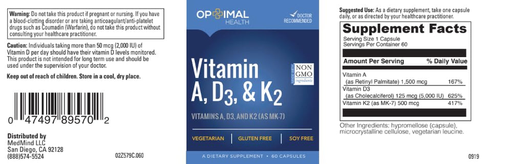 OPTIMALHEALTH Vitamin ADK setup with glass of water for everyday wellness