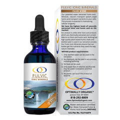 Optimally Organic bottle label emphasizes amino acids and electrolytes for balanced nutrition.