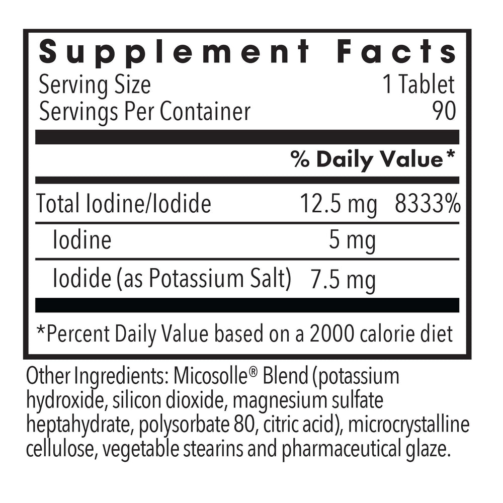 Optimox Iodoral bottle back label explains ingredients and serving size for clarity.