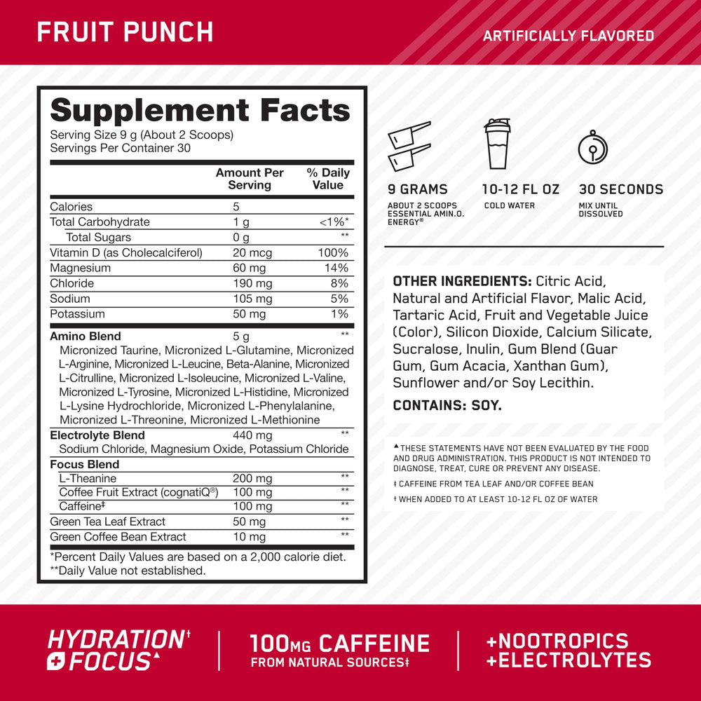 Amino Energy Fruit Punch shaker for easy mixing during workouts.