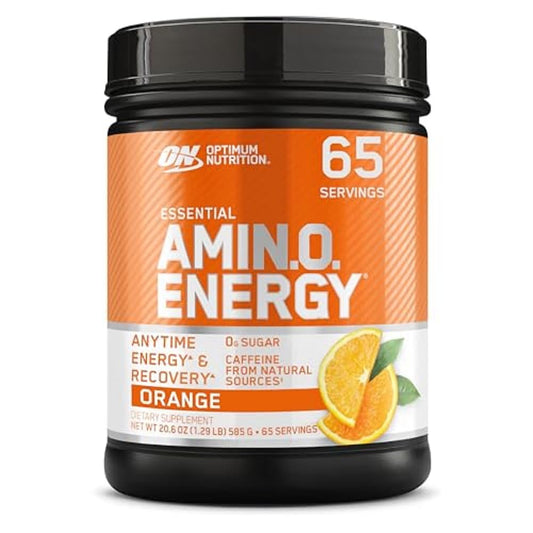 Optimum Nutrition Amino Energy orange cooler tub ready for pre-workout energy