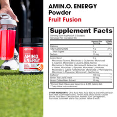 Optimum Nutrition Amino Energy powder in a glass after mixing.
