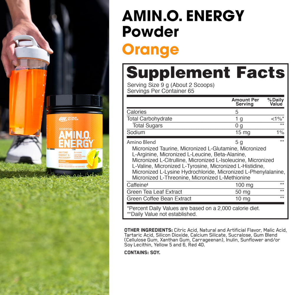 Optimum Nutrition Amino Energy pre-workout glass with prepared drink
