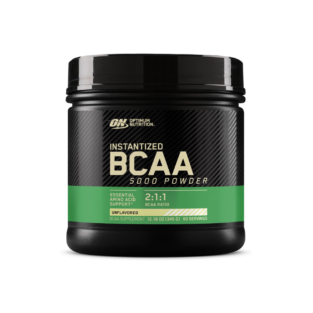 Optimum Nutrition BCAA powder front label for quick recognition and recovery support.