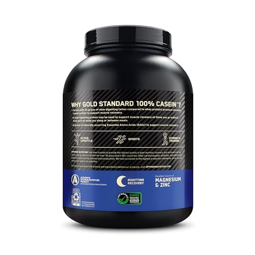 Optimum Nutrition Casein Cookies and Cream cup and tub showing versatility