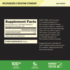 Optimum Nutrition creatine monohydrate 5 g serving supports consistent workouts