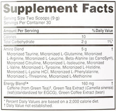 Optimum Nutrition Essential Amino Energy Concord Grape ingredients image highlights amino acids and flavor profile.