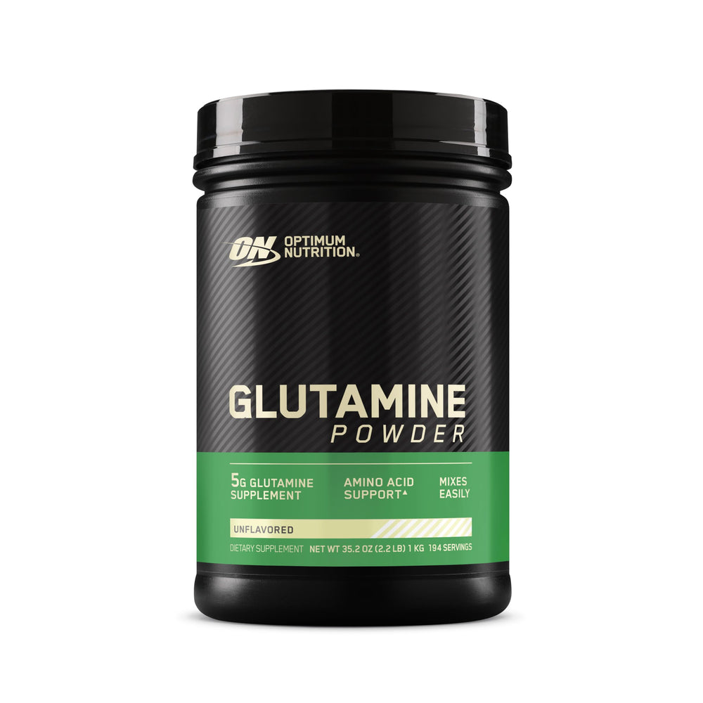 Optimum Nutrition L-Glutamine powder bottle for post-workout recovery