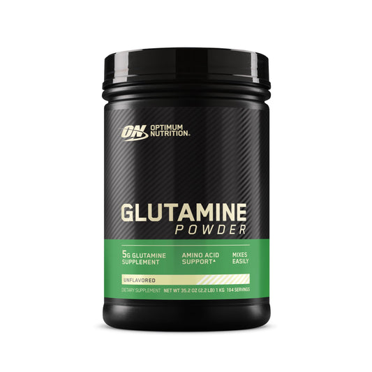 Optimum Nutrition L-Glutamine powder bottle for post-workout recovery