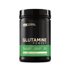 Optimum Nutrition L-Glutamine powder bottle for post-workout recovery