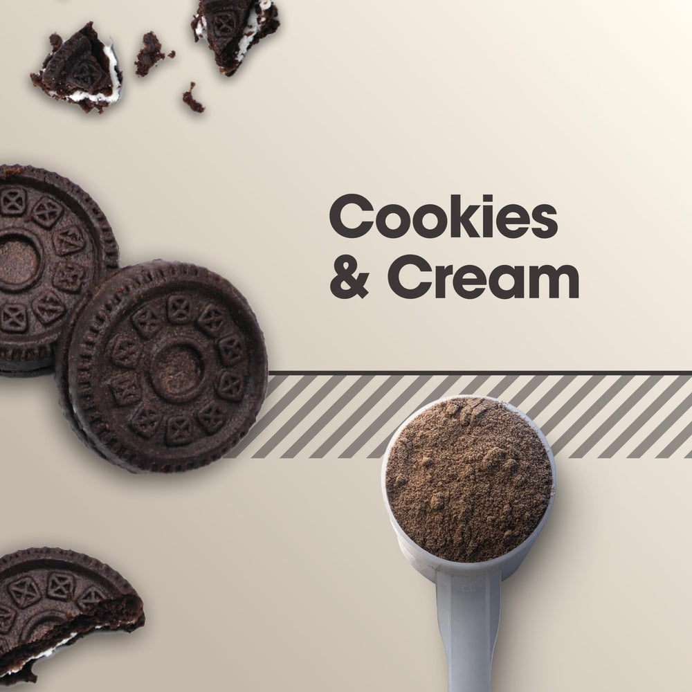 Optimum Nutrition Gold Standard Casein Cookies and Cream label closeup with key nutrients