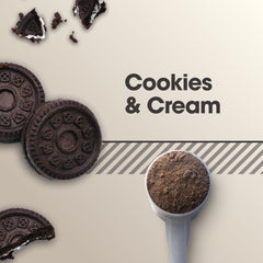 Optimum Nutrition Gold Standard Casein Cookies and Cream label closeup with key nutrients