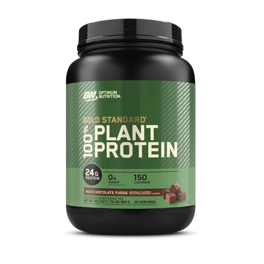 Optimum Nutrition Gold Standard Plant-Based Protein bottle on shelf showing vegan protein for daily support