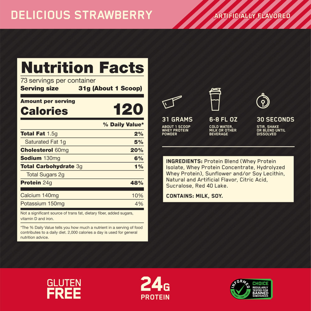Mixing Gold Standard whey powder in a shaker bottle for on-the-go use