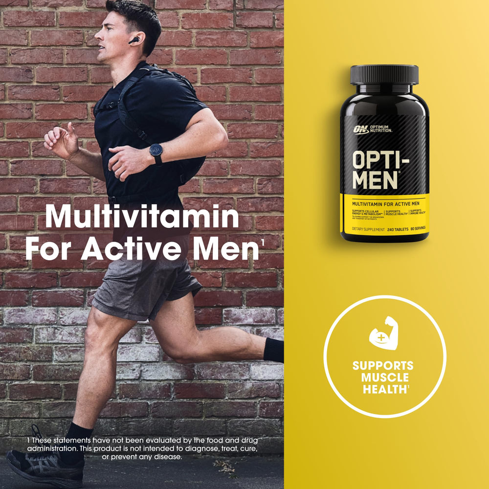 Opti-Men nutrition label displaying essential vitamins and minerals for daily wellness
