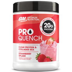Optimum Nutrition Pro Quench bottle front showing strawberry flavor for post-workout refreshment