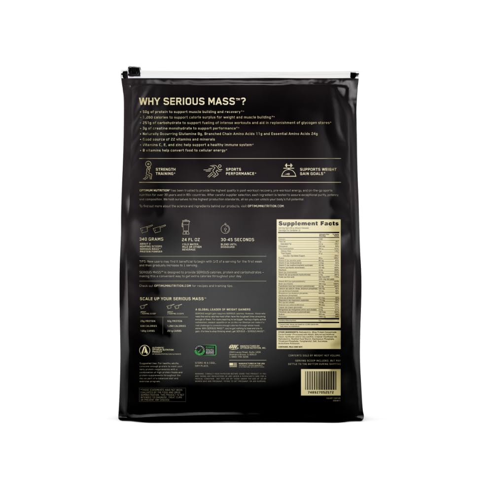 Optimum Nutrition Serious Mass post-workout shake idea ready to fuel recovery.