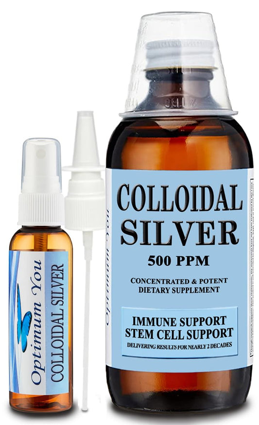 Optimum You colloidal silver bottle, 500 ppm, for wound care and skin support.