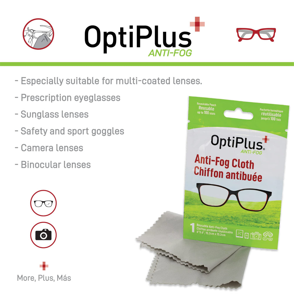 OptiPlus anti-fog cloth pack seal highlights reusable design and storage