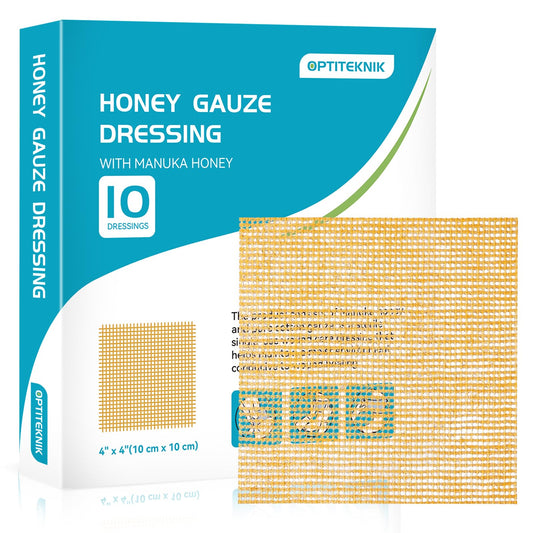 OPTITEKNIK Manuka Honey Gauze Dressing 4x4 box for minor wound care