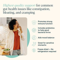 Ora Organic apple-raspberry flavored probiotic powder in a container.