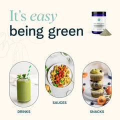 Green smoothie prepared with Ora Organic Greens Powder