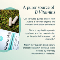 Ora Organic Modern Multi capsules closeup showing energy-supporting nutrients.