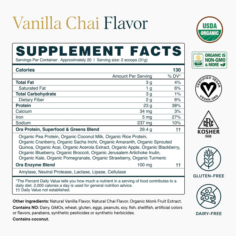 Ora Organic Vanilla Chai kitchen scene illustrating simple healthy routines