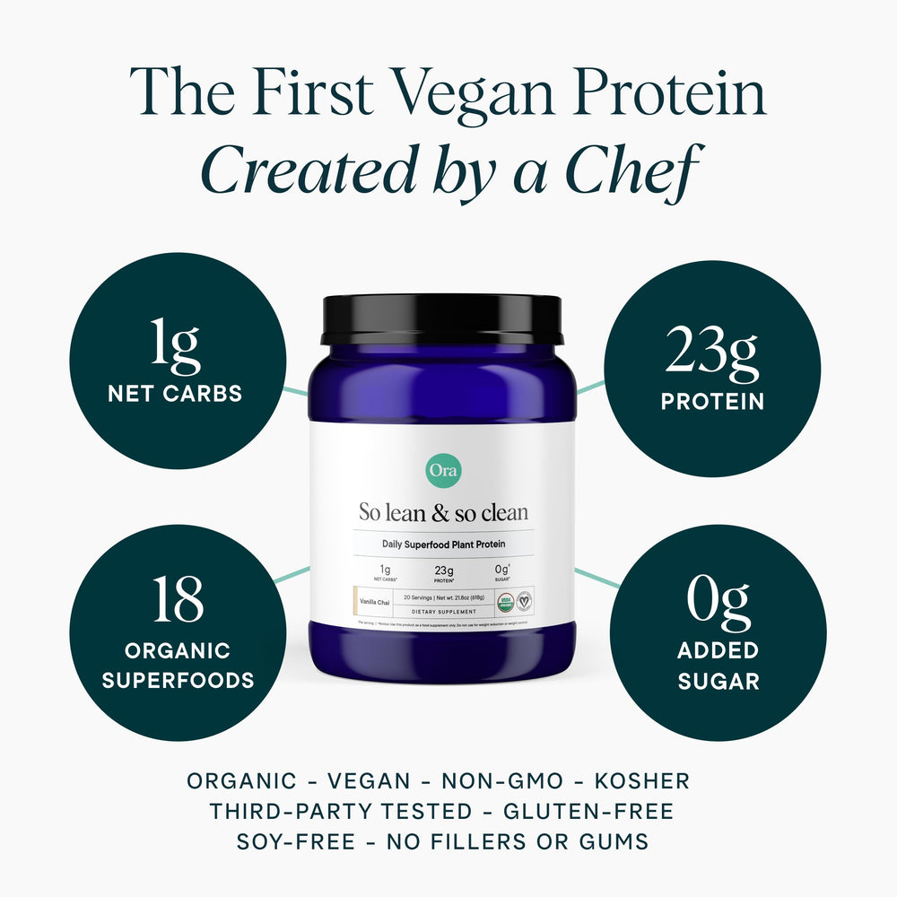 Ora Organic Vanilla Chai protein powder scoop for convenient servings