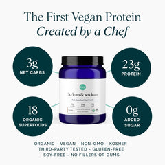Ora Organic vegan protein powder chocolate scoop ready to blend into a shake